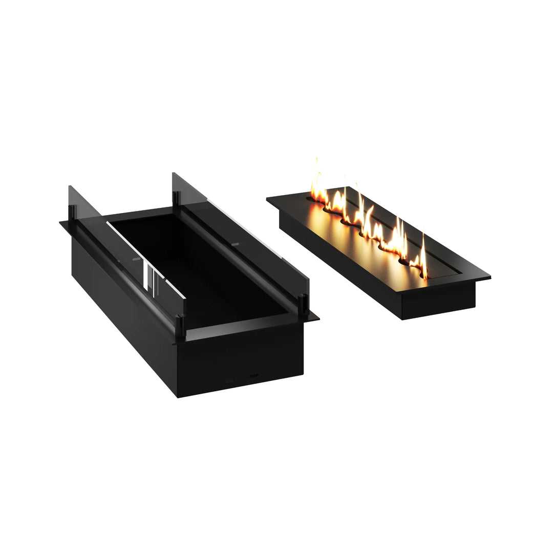 Bioethanol Einbau Brenner Ethanol Einbau Einsatz Kassette SOLO 80cm mit Glas von Wild Flame